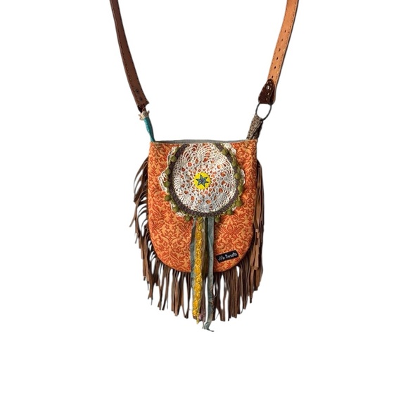 Vivie Borsetta Embroidered Fringe Crossbody Bag Boho Western Hippie - Picture 9 of 13